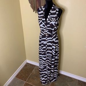 Sharagano Zebra Print Maxi Shirt Dress